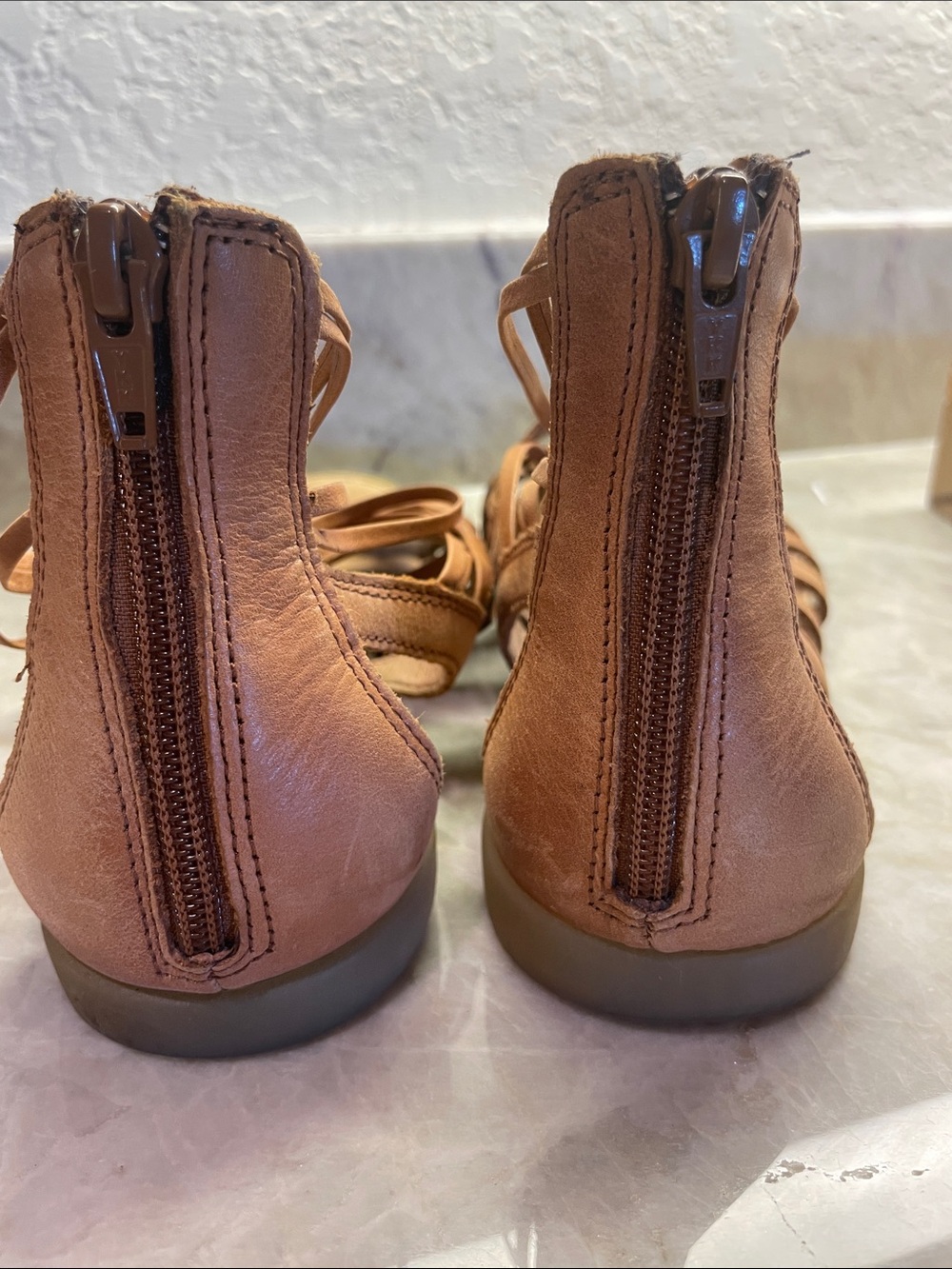 Born Women's Brown Strappy Leather Lace-Up Sandals - Picture 3 of 5